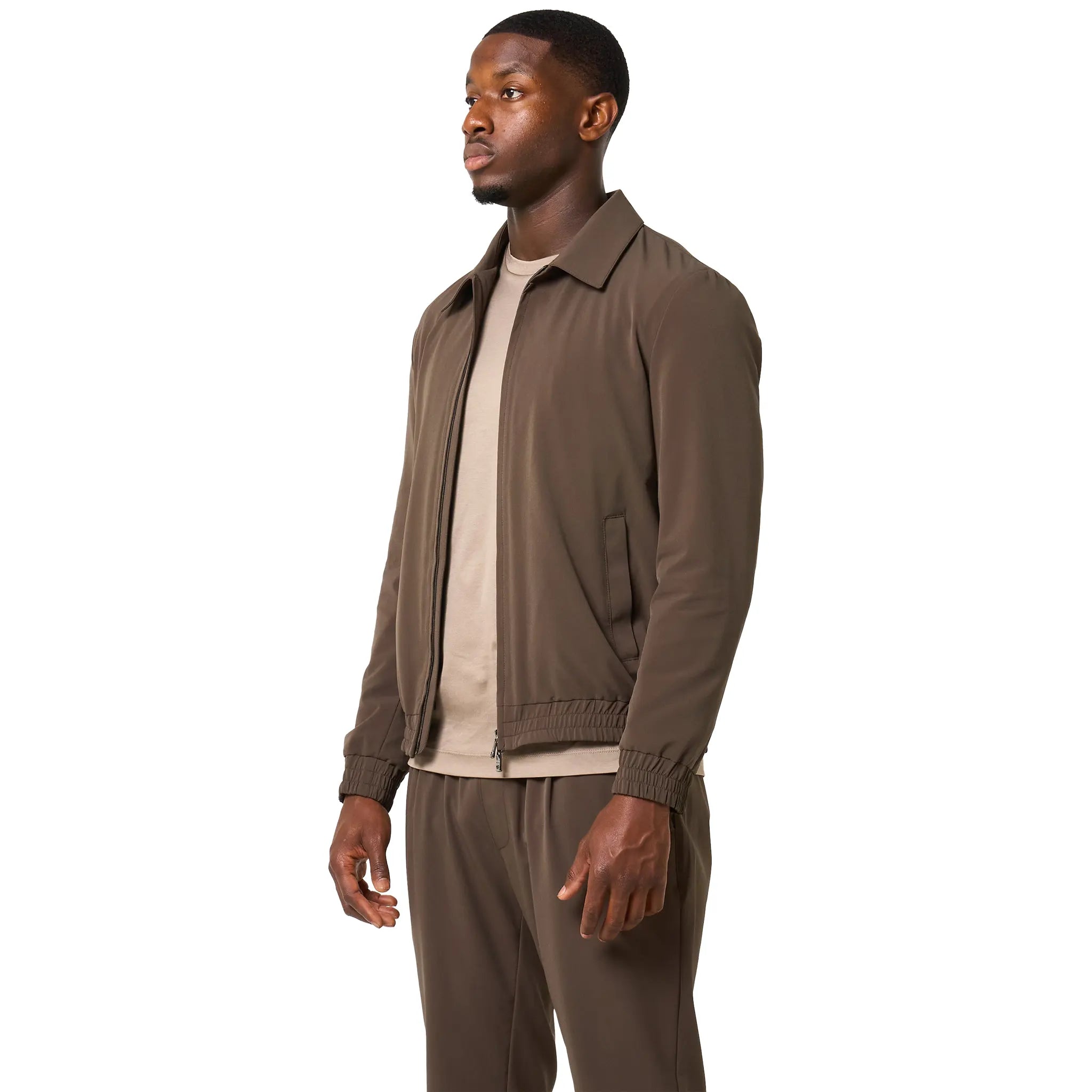 Front Side View of Loiano Tech Khaki Jacket